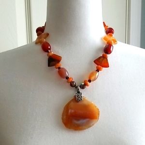 Handcrafted authentic carnelian jewelry set"